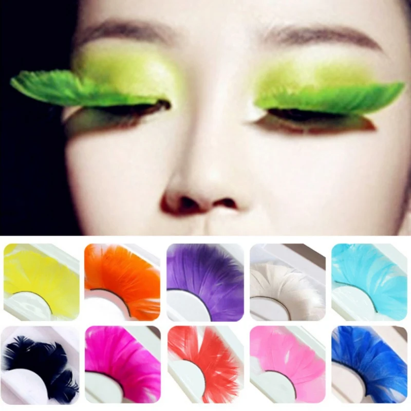 3D натуральные накладные ресницы Красочные перо вечерние maquiagem Длинные