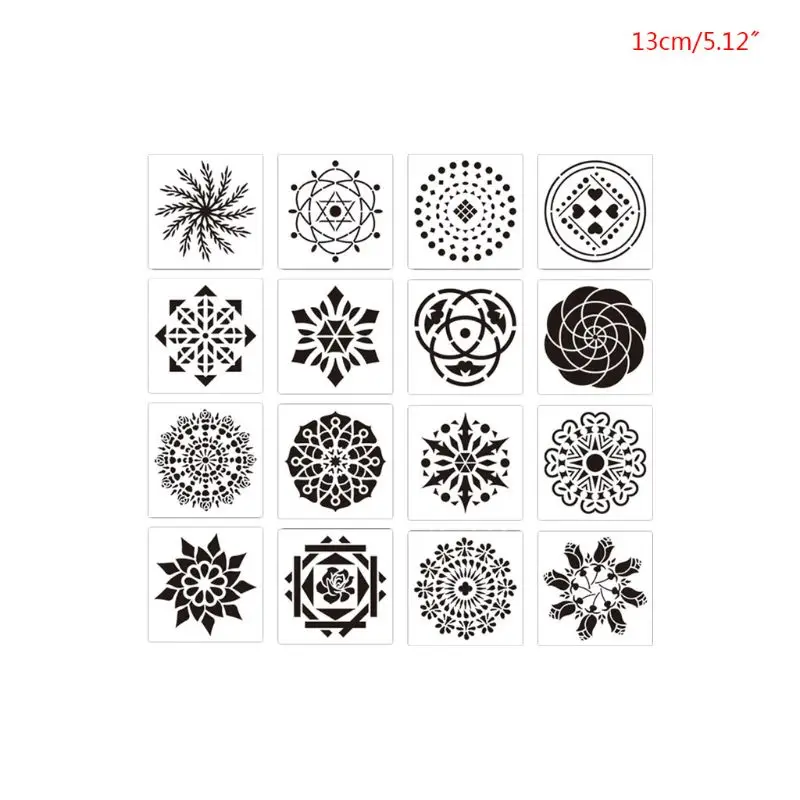 16 шт. Мандала трафарет настенная живопись шаблон чертежа сделай сам камни