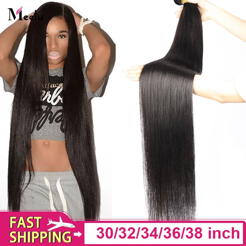 Meetu 30 дюймовые пучки длинных волос малазийские прямые волнистые 100% человеческие