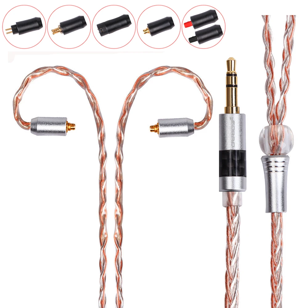 FDBRO MMCX Серебристые наушники кабель 8 жильный посеребренный обновленный из