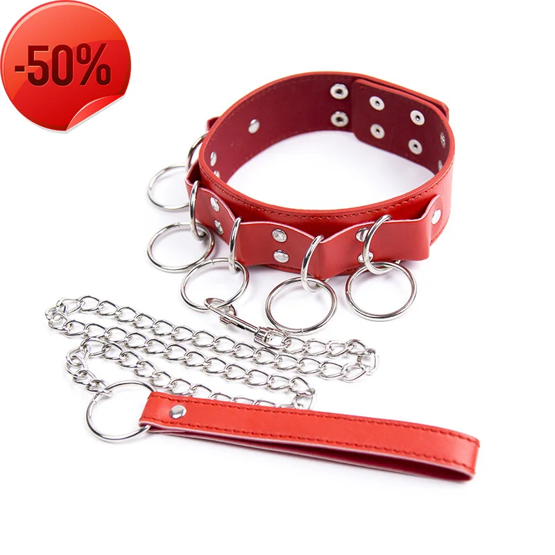 

Yiwu Decor leather goods firm fun products adult multi ring iron ring leather neck collar alternative toys
