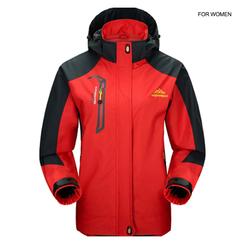 Women Red Бренд 5XL мужские куртки водонепроницаемые весенние пальто с капюшоном для мужчин и женщин верхняя одежда армейская однотонная Повседневная брендовая мужская одежда AFC12320 - Цвет: Women Red