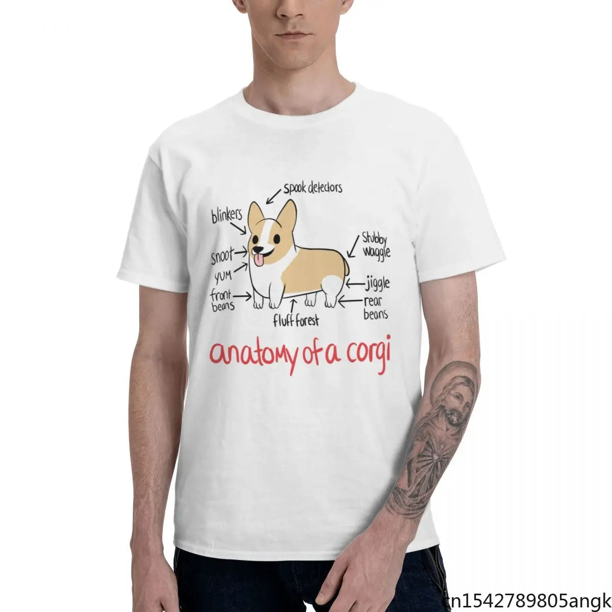

Funny Corgi Round Neck Men's T-Shirts Short Sleeve Plus Size M-5XL Gift Clothes