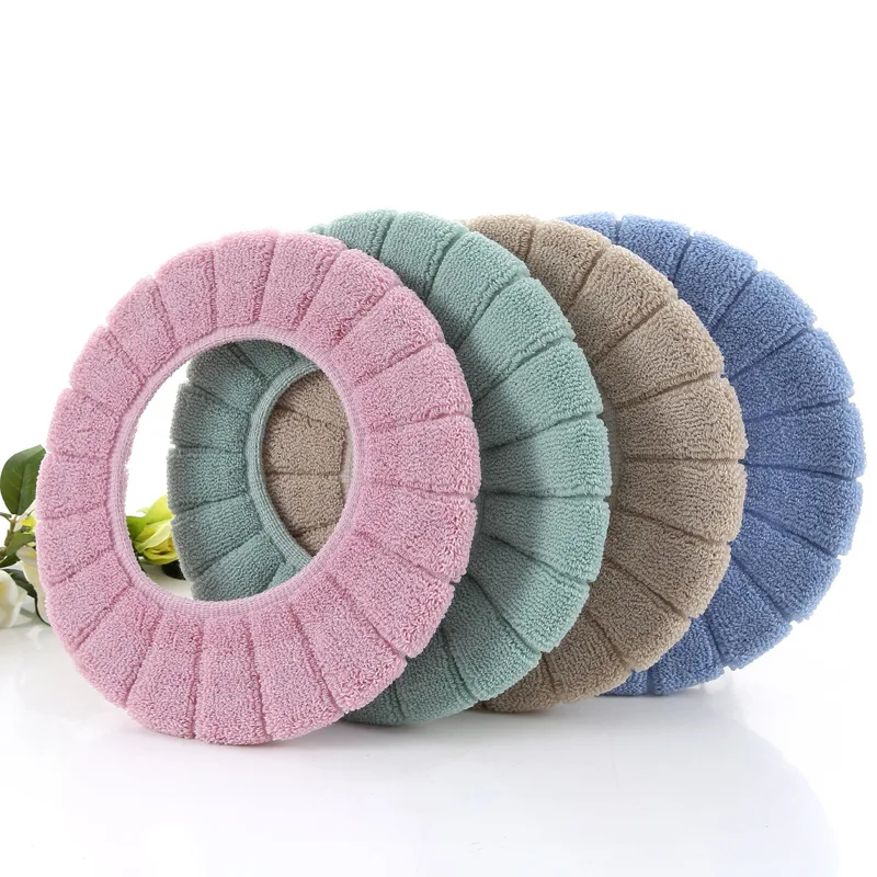

Winter Warm Toilet Seat Cover Closestool Mat 1Pcs Washable Bathroom Accessories Knitting Pure Color Soft O-shape Pad Toilet Seat