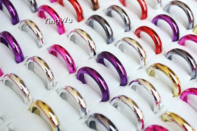 

Yingwu 30Pcs Plastic Resin Ring Jewelry Multi Color Big Rings Band For Women 7-9 Size Finger Gift Accessories