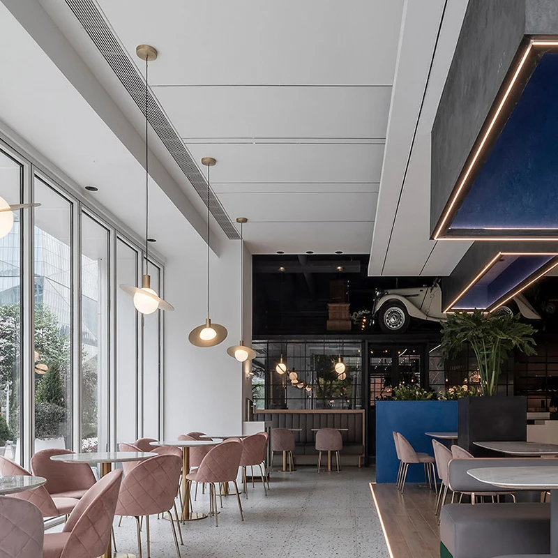 

Simple brass light luxury small chandelier restaurant bar coffee shop bedroom bedside glass ball chandelier