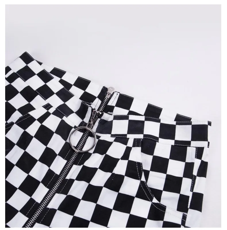 

Sexy Zipper Plaid Print with Pockets Pants Women