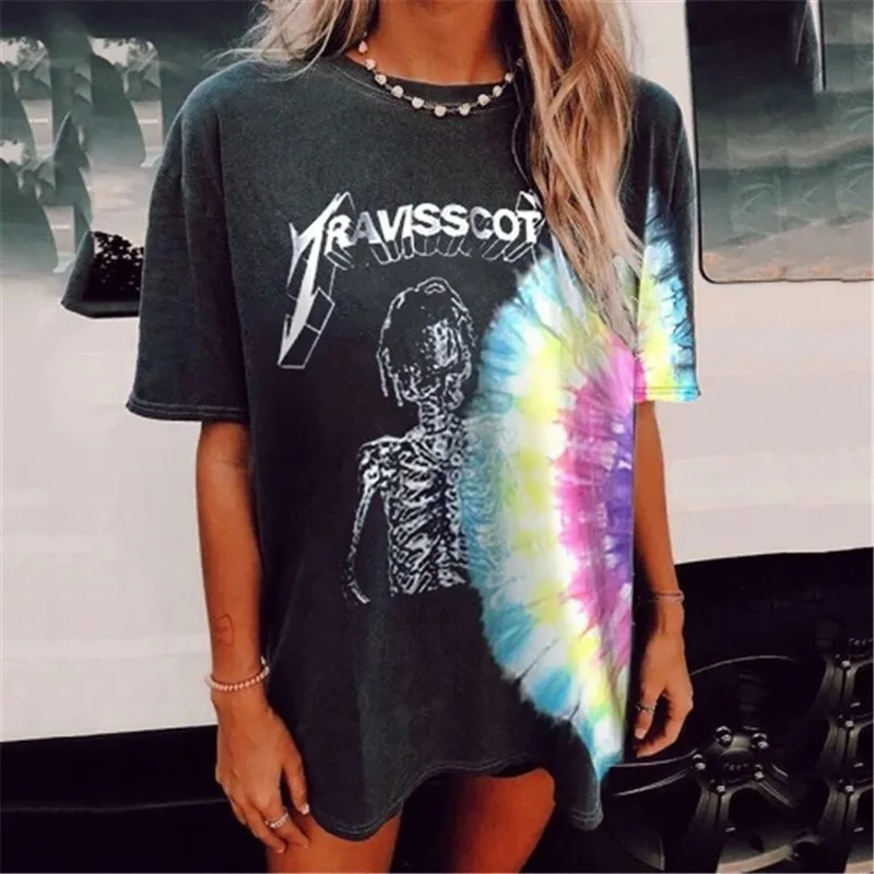 

Chic Colorblock Letter Print Vintage Woman Tshirts New Summer Short Sleeve Streetwear Fashion Graphic Tee Tops 2021 USA T Shirt