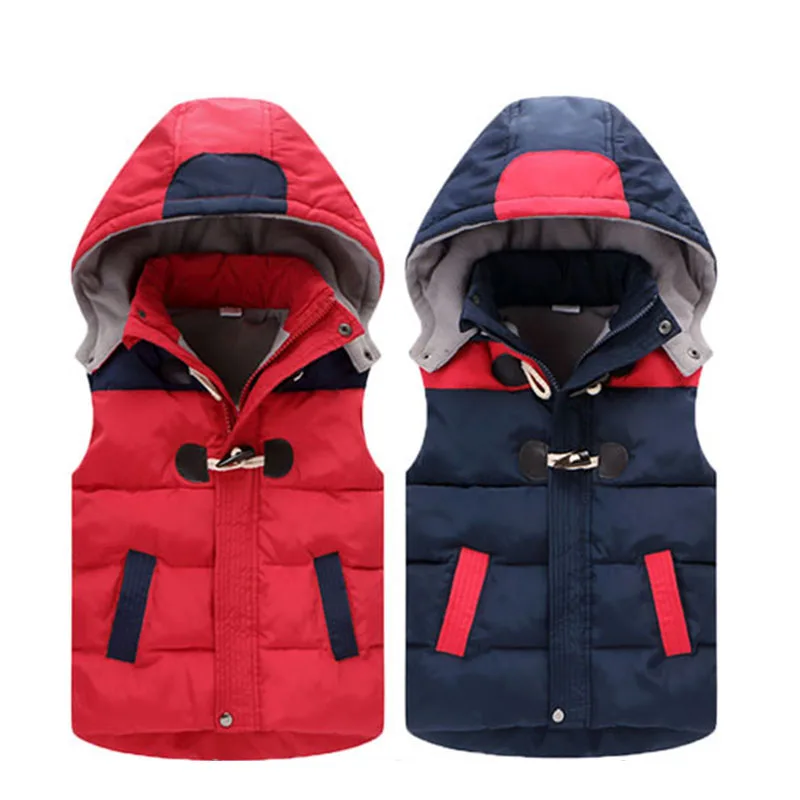 Для девочек детский пуховый хлопковый жилет с капюшоном осень зима плюс