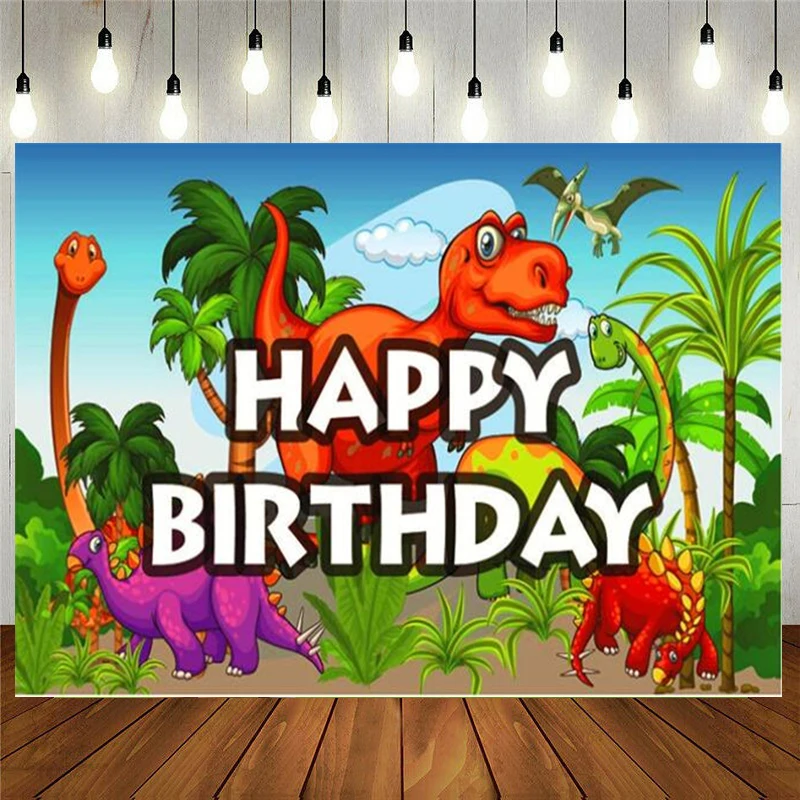 Фон с мультипликационным динозавром, красивый и забавный фон для фотосъемки, баннер для вечевечерние НКИ в честь Дня рождения, для детей, для мальчиков
