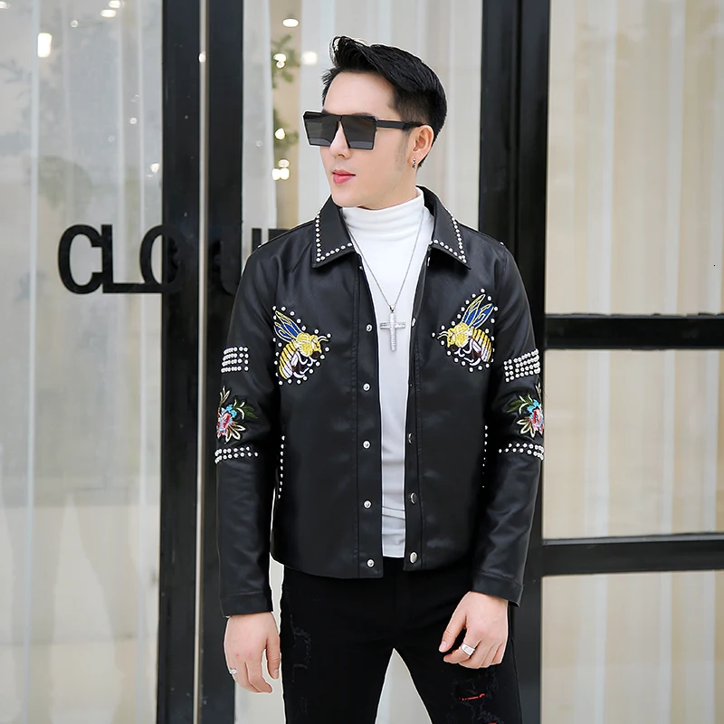 Кожаные куртки в стиле панк с заклепками повседневные кожаные Chaqueta De Cuero Moto