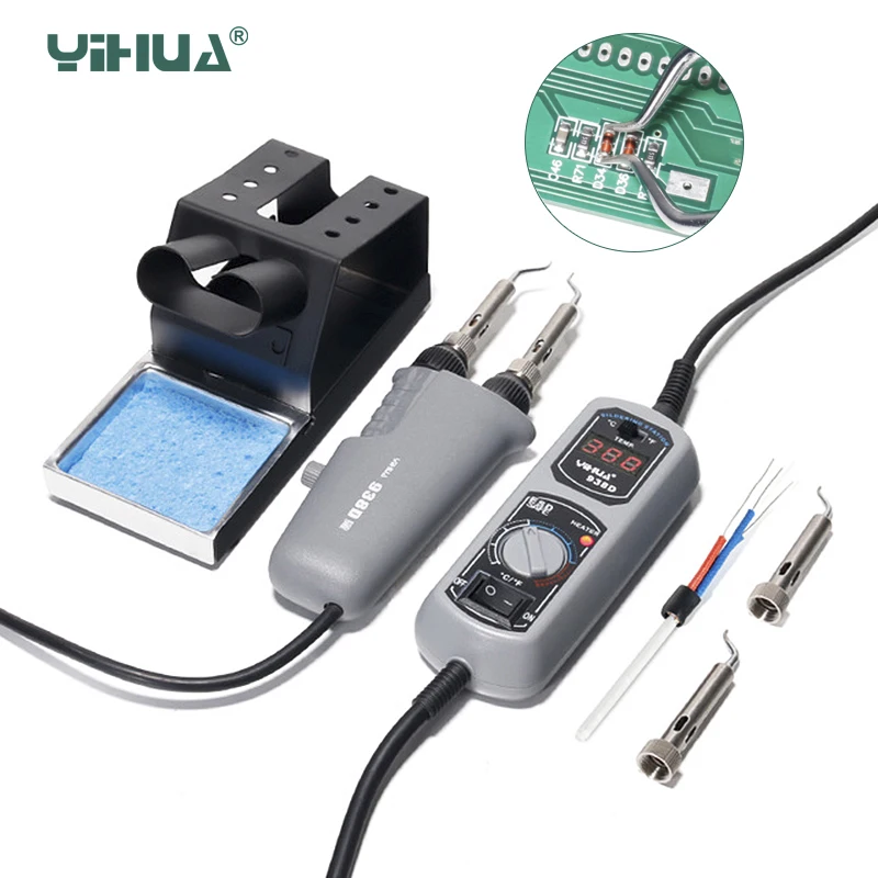 YIHUA 938D Electric Soldering Iron Portable Tweezers Soldering Station Temperature Control Adjustable For BGA SMD Welding Tools