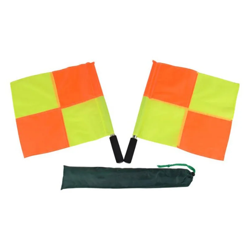 2 PCS  Soccer Referee Flags Linesman Flag Padded Grips Red And Yellow Quartered Flag  Soccer Referee Flags 20pcs soccer champion yellow and red cards referee special warning signs red