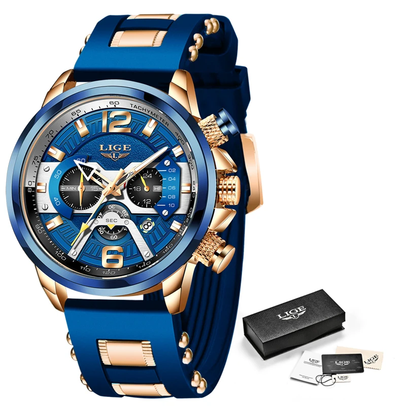 

2020 LIGE Casual Sports Watch for Men Top Brand Luxury Military Leather Wrist Watches Mens Clocks Fashion Chronograph Wristwatch