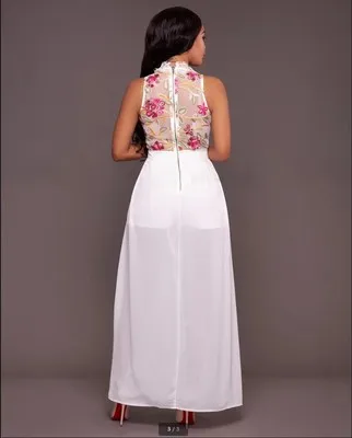 

Summer Sexy Women's Round Neck Sleeveless Printing Screen Perspective Splicing Solid Color Women's Jumpsuit