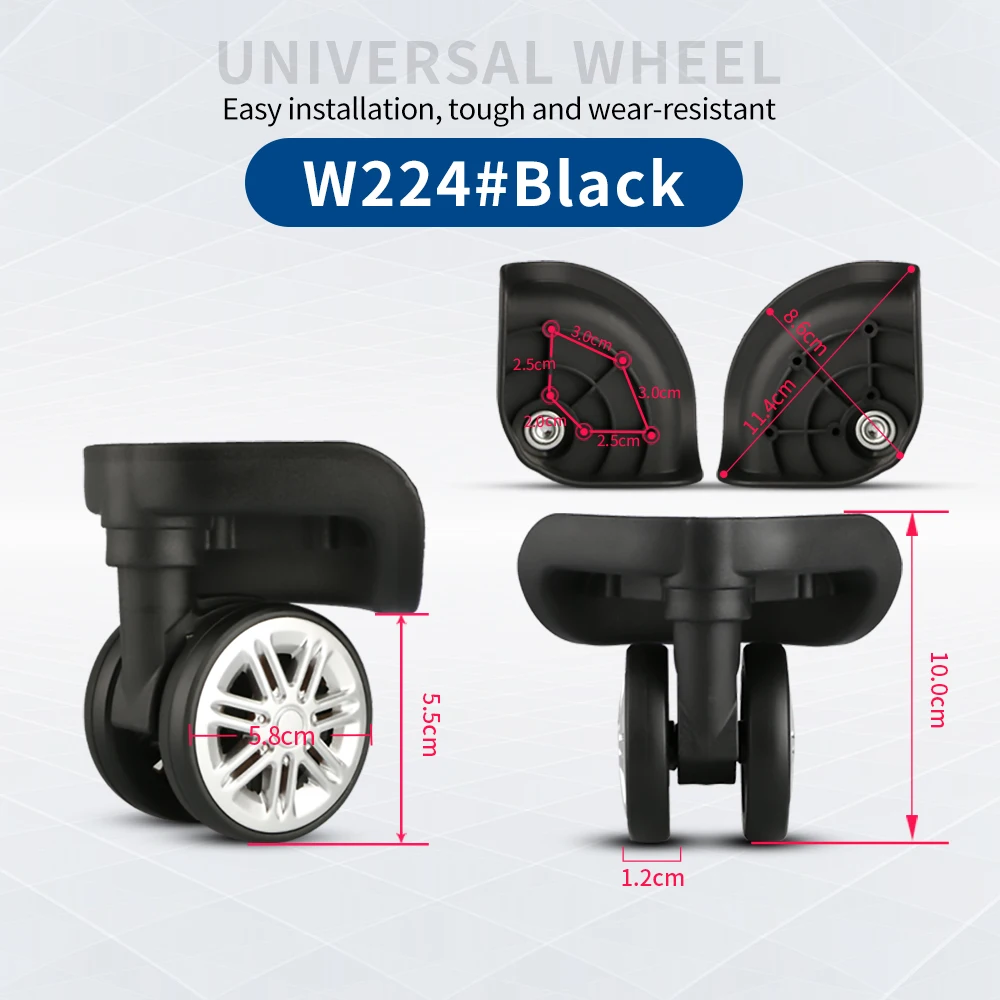 TANGYIPIN W224 Suitcase universal wheel trolley replace password luggage accessories repair silent black shock-absorbing wheels