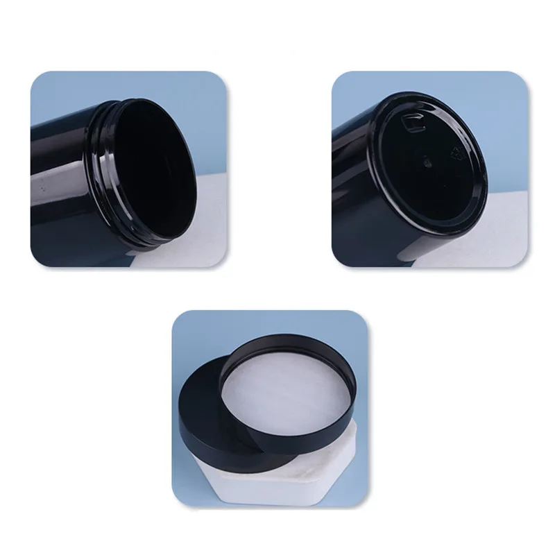 Оптовая продажа 200 г Черный пластиковая баночка для крема пустые