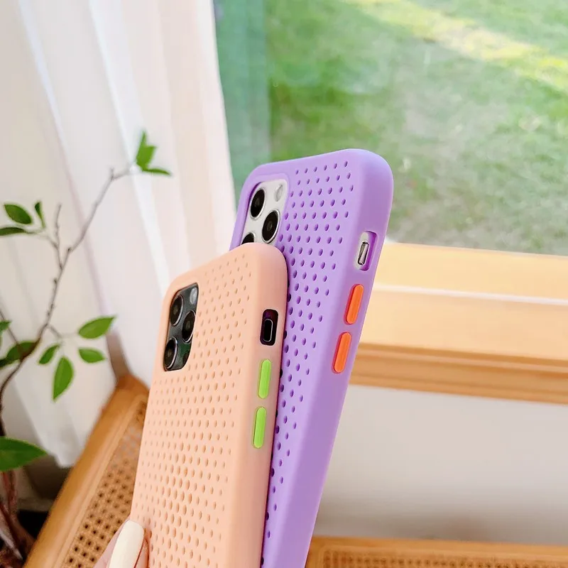 

Classic fashion mesh breathable anti-fall shell Case For iphone 12 mini X Xr XS 11 pro Max 7 8 plus Back cover