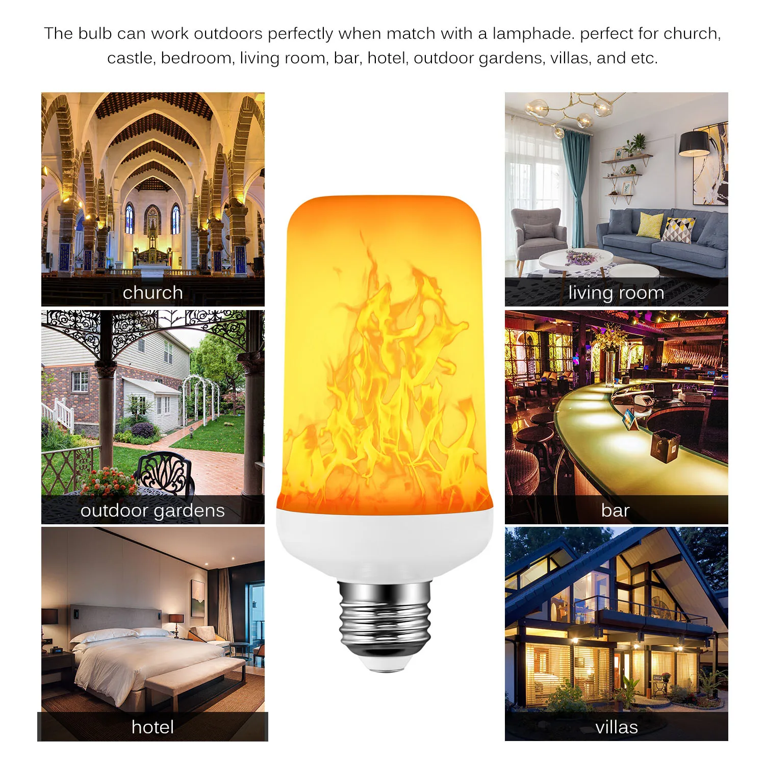 1PC E27 LED Flame Effect Fire Light Bulb Flickering Emulation Decor Lamp Creative 4 modes+Gravity Sensor Lights | Лампы и освещение
