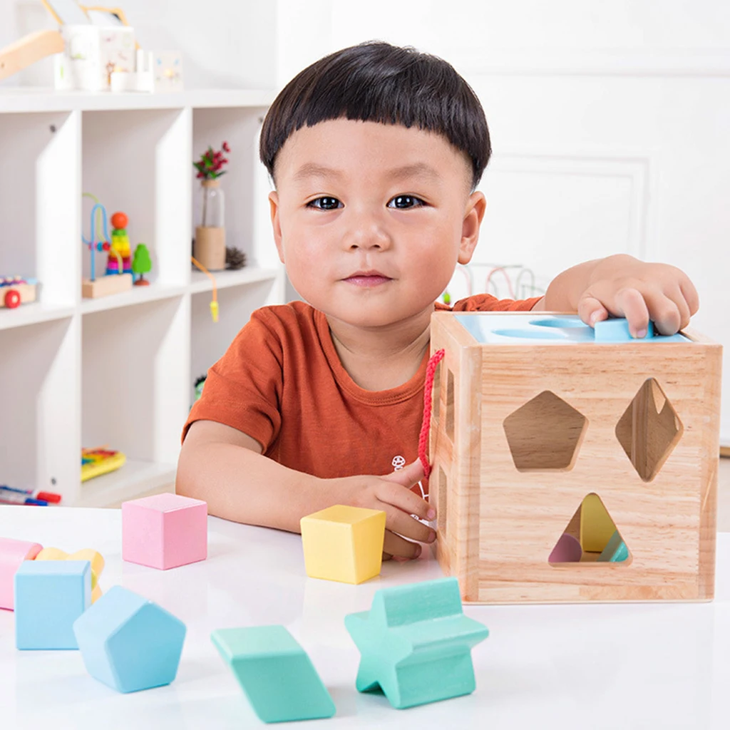 

Wooden Toy Shape Sorter Developmental Blocks Geometry Learning Toys Gifts