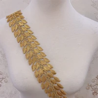 4 meters golden fabric embroidery lace trim for womens mens clothes diy decoration