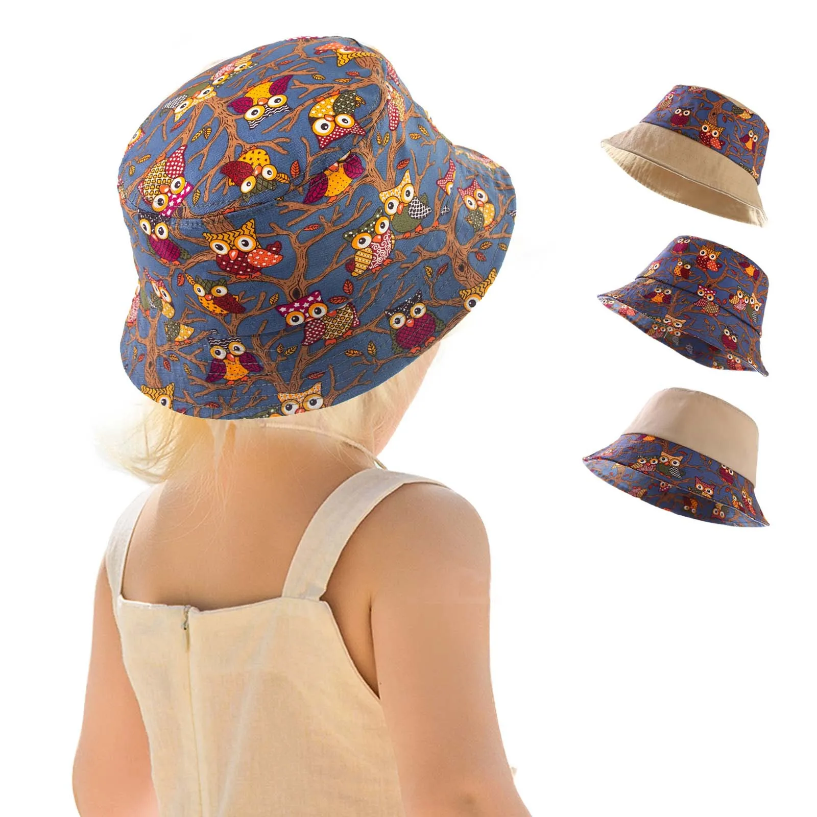 

Owl Printing Hat Sunshade Children Fisherman Hat Seaside Sunscreen Baby Hat Bucket hat детская pour enfants детская Hat кепка