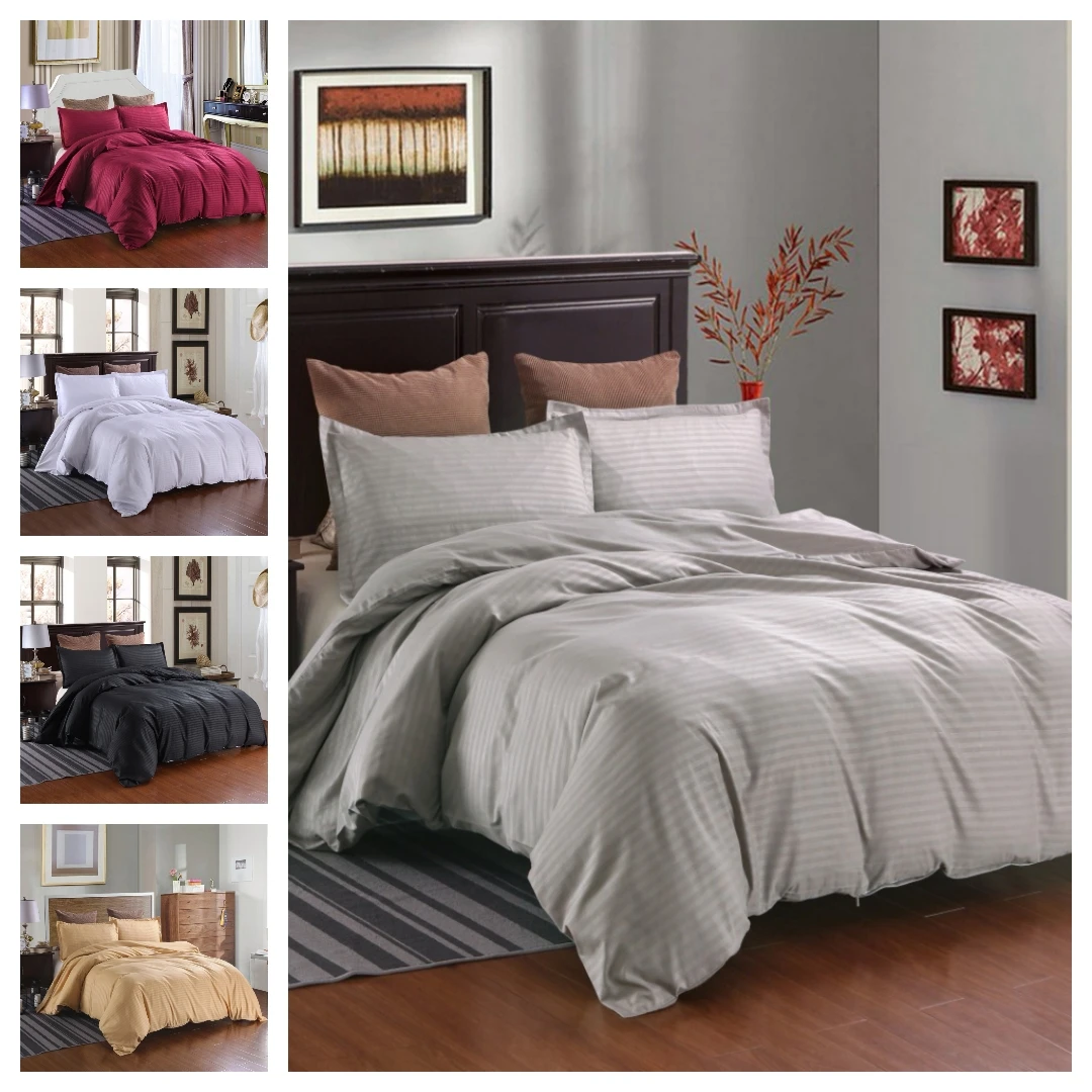 Комплект постельного белья из 2 или 3 предметов в однотонную полоску пододеяльник