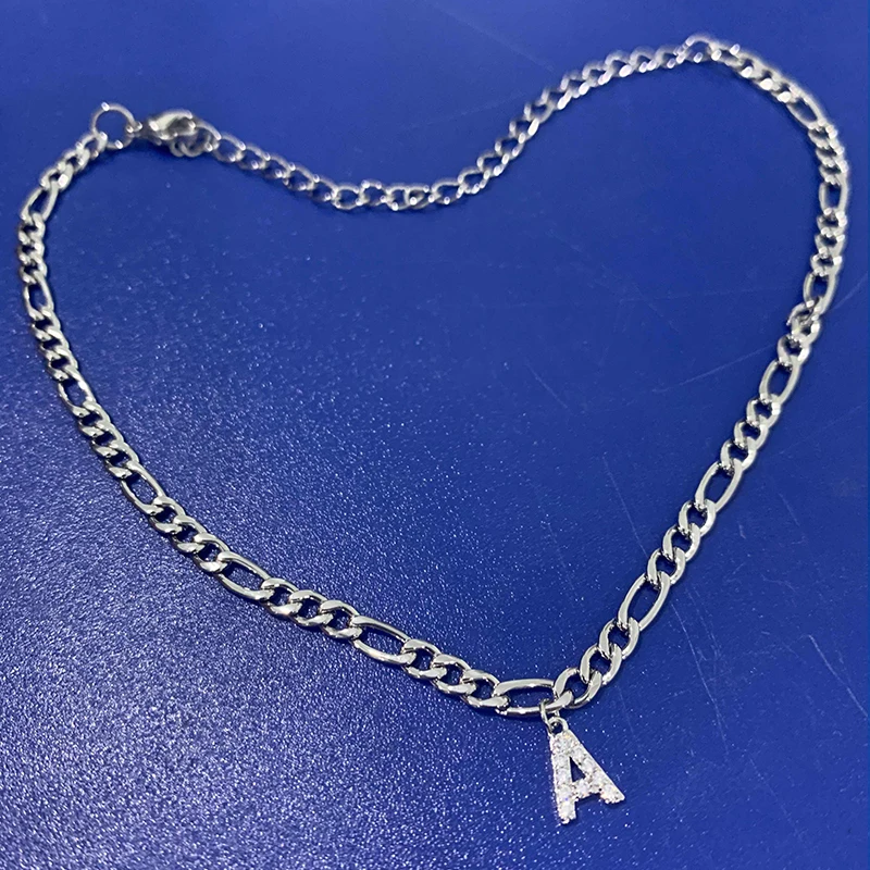 

Crystal Zircon Initial Letter Anklets For Women Stainless Steel Ankle Bracelet On The Leg Gold Chain Boho Women Jewelry Gifts
