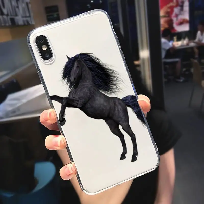 

horse Animal running Phone Case Transparent soft For iphone 5 5s 5c se 6 6s 7 8 11 12 plus mini x xs xr pro max