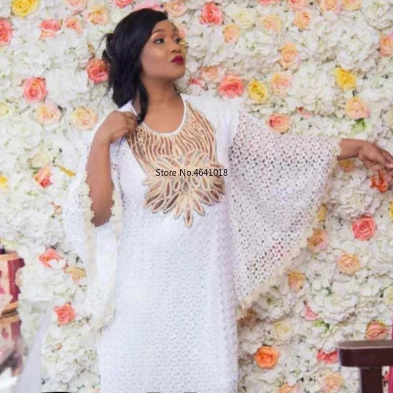 Женское длинное платье с блестками и вышивкой растворимое в воде кружевное