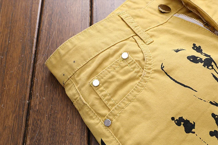 Mens Straight Printed Jeans 2020 Brand New Summer Designer Denim Pants Casual Streetwear for Men Ink Painted Hombre | Мужская одежда