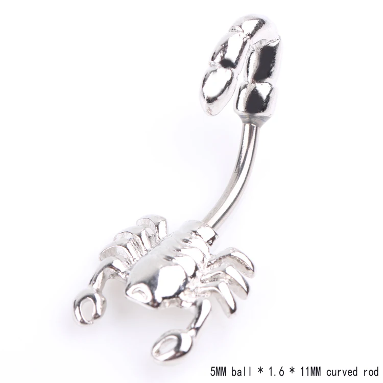 50pcs Simple Piercing Belly Button Buckle Ring Fashion  Scorpion Shape Piercing  Buckle Ring Punk Body Jewelry Accessories