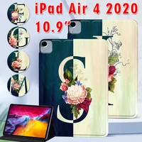 print letter pattern tablet case for apple ipad air 4 2020 10 9 inch tablet stand folio cover case free stylus