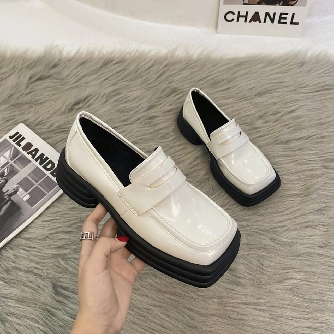 

High-heeled shoes women's shoes autumn new style with heel single shoes Muller shoes lazy shoes fashion casual square toe shoes