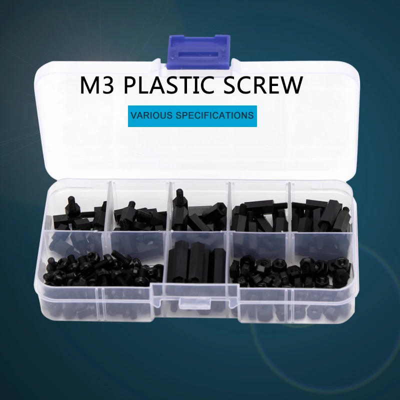 180 шт M3 черная заслонка пластиковая винтовая гайка Шестигранная Мужская Женская