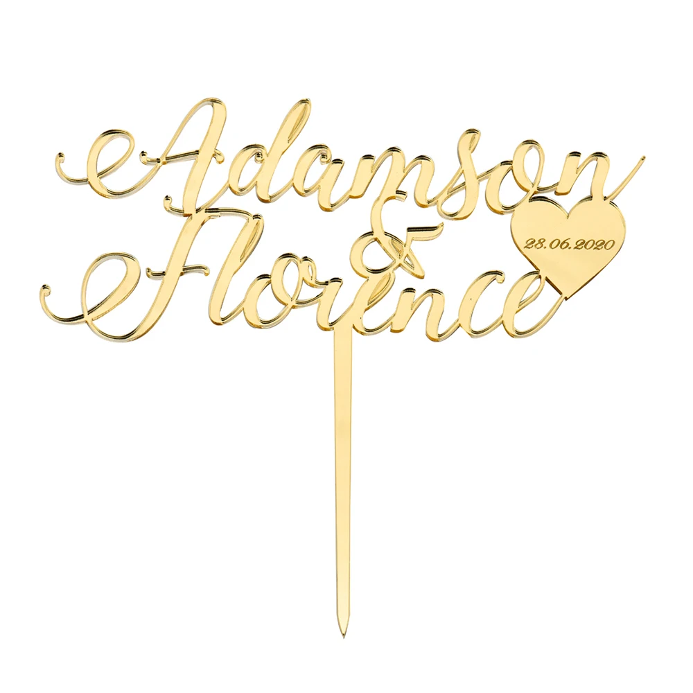 Персонализированный Выгравированный свадебный торт Топпер акриловая