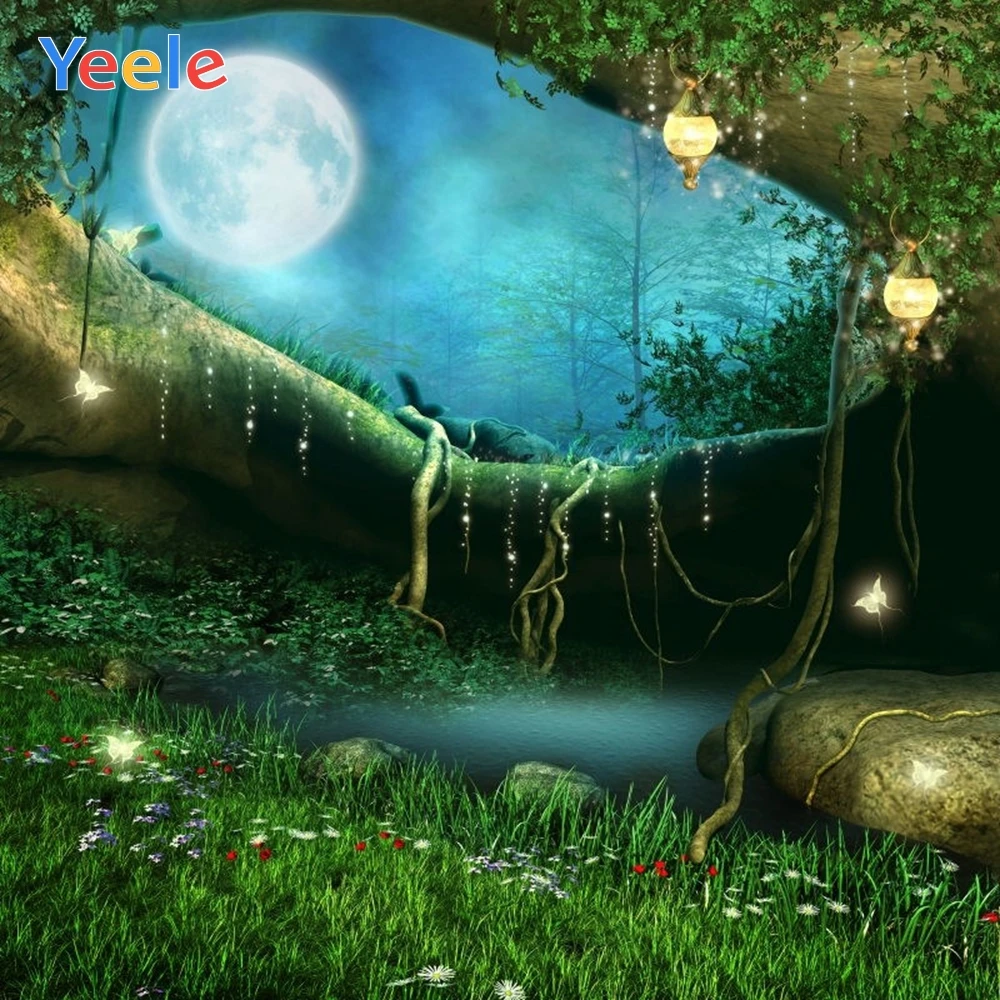 

Dreamy Forest Moon Tree Lantern Nature Scenery Baby Portrait Backdrop Vinyl Photography Background For Photo Studio Photophone