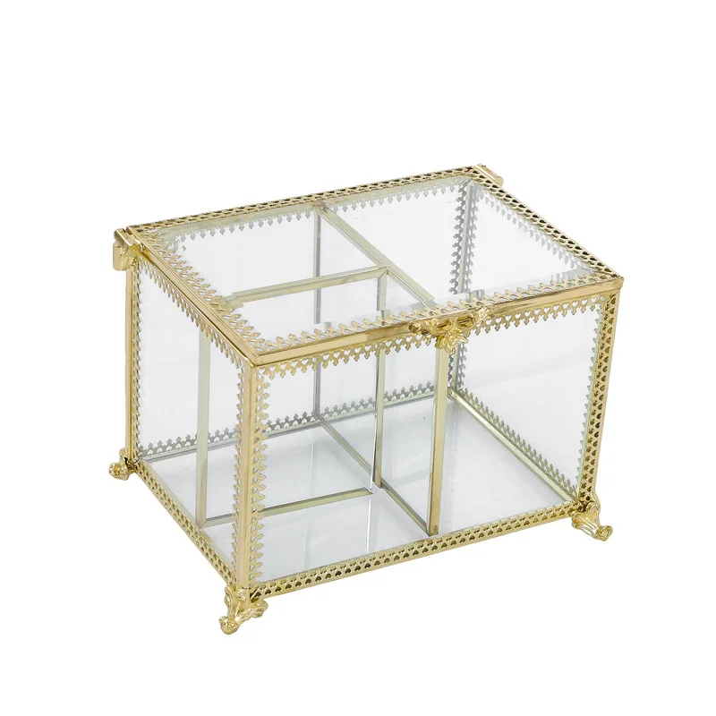 Стеклянный органайзер для косметики в золотой рамке Женский хлопковый губной