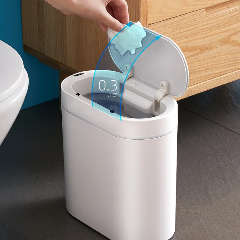 

Творческий 7L мусорный бак автоматический Сенсор белый Гостиная мусорный бак с корзина для мусора с крышкой Kosz на Smieci Кухня мусорный бак DA60LJT