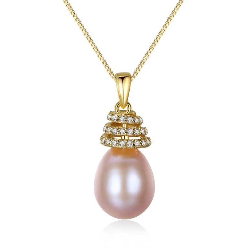 

MeiBaPJ Real Freshwater Pearl Simple Personality Gold Pendant Necklace 925 Solid Silver Pendant Fine Jewelry for Women
