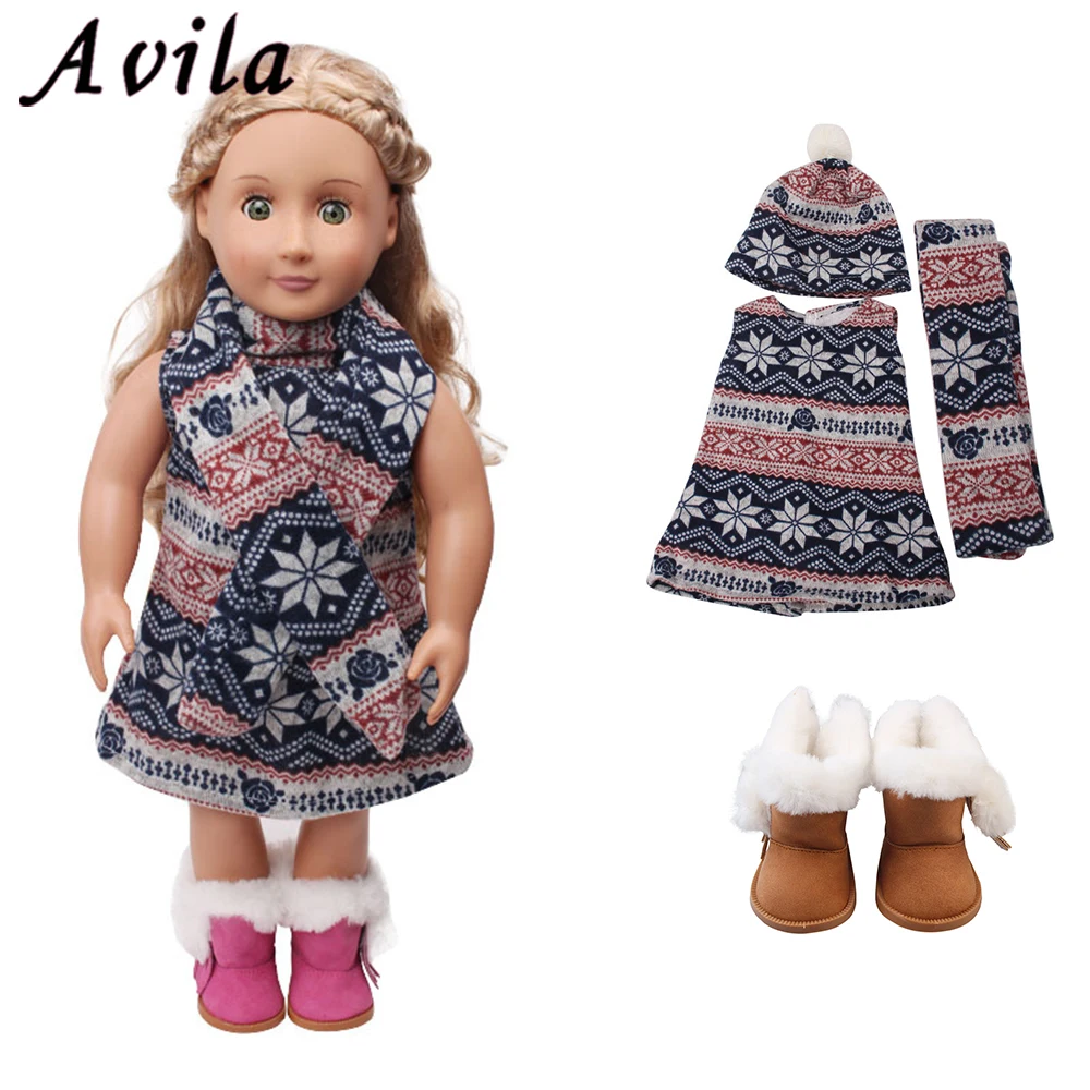 Doll Clothes Winter Sweater With Hat Fit 18 Inch American 43 Cm Born Baby Generation Christmas Birthday Gift | Игрушки и хобби