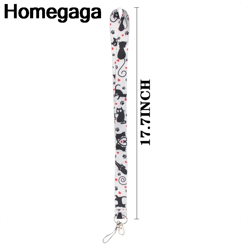 Homegaga мультфильм черные ярлыки в форме кота ремень шеи ремешки для ключей ID карты