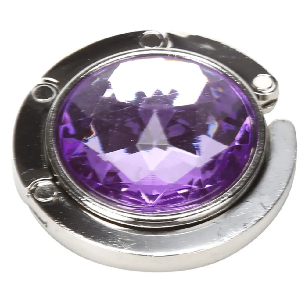 

1PCS Portable Folding Rhinestone Crystal Alloy Purse Handbag Bag Hanger Hook Holder Purple Bag Accessories