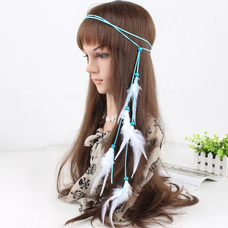 Новая женская повязка на голову в богемном стиле индийской милый виде перьев