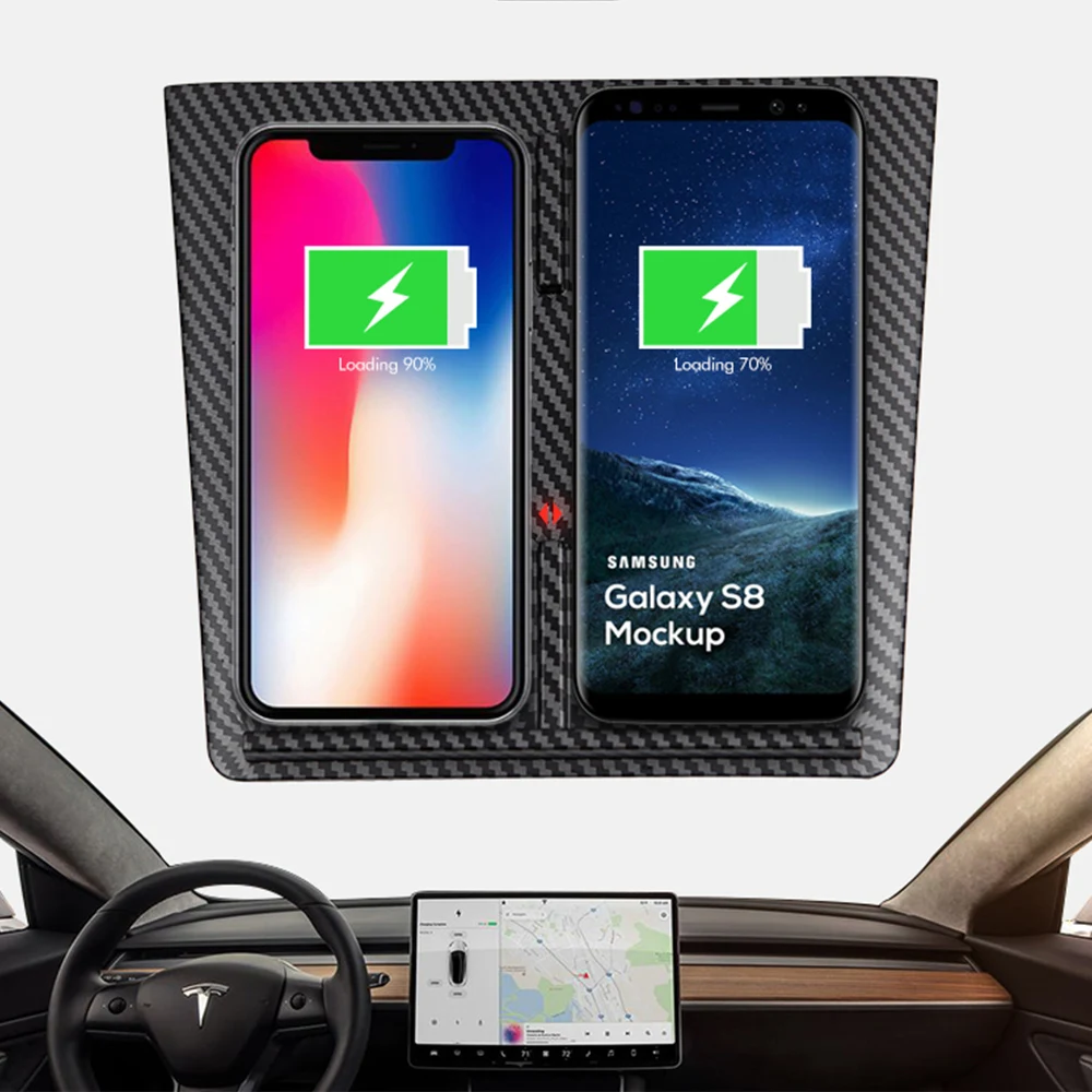 Автомобильное зарядное устройство Model3 из углеродного волокна для tesla model 3 2021