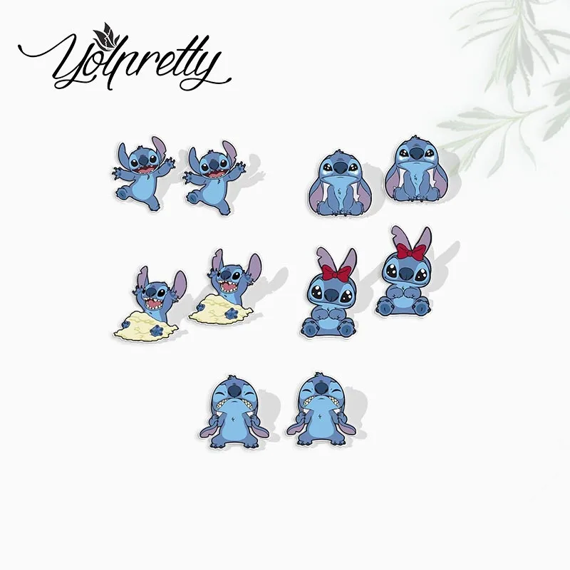 2021 New Cartoon Lovely Stitch Baby Cute Animals Epoxy Handcraft Acrylic Stud Earrings