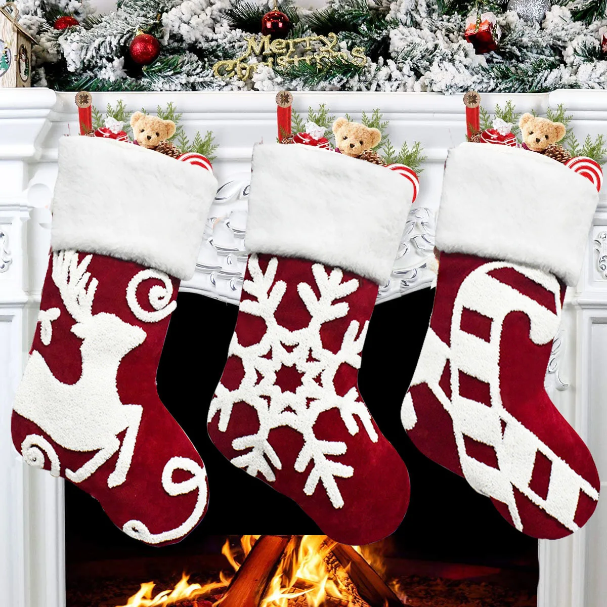

Christmas gift bag Christmas door hanging decorations Embroidered flannel Christmas socks gift bag