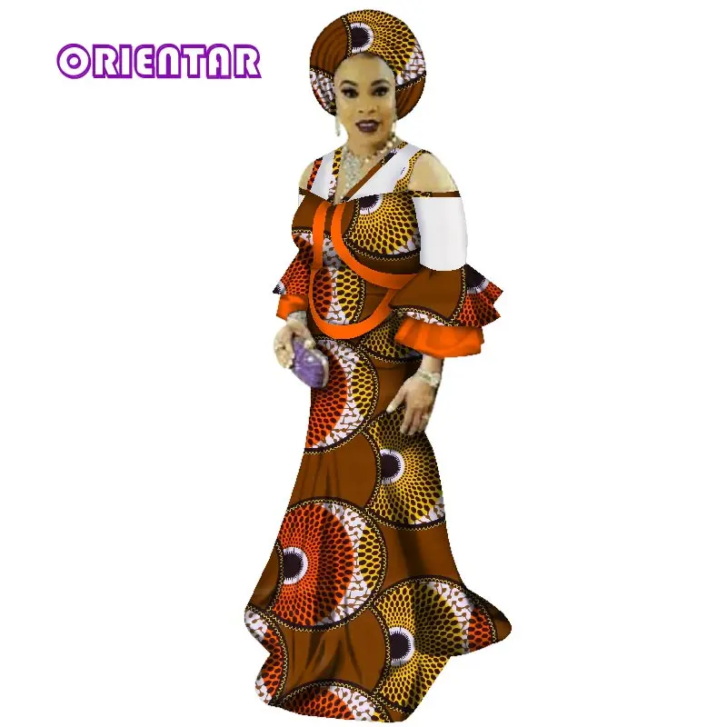 

Fashion African Dresses for Women African Wax Printed Batik Sexy Dress Ankara Elegant Dashiki Batik Lady Maxi Dress WY2904