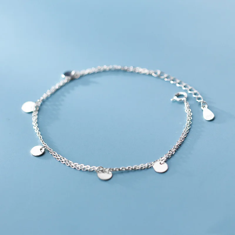 Женский браслет из 100% серебра 925 пробы Trustdavis двухслойный Круглый 16 см с цепочкой