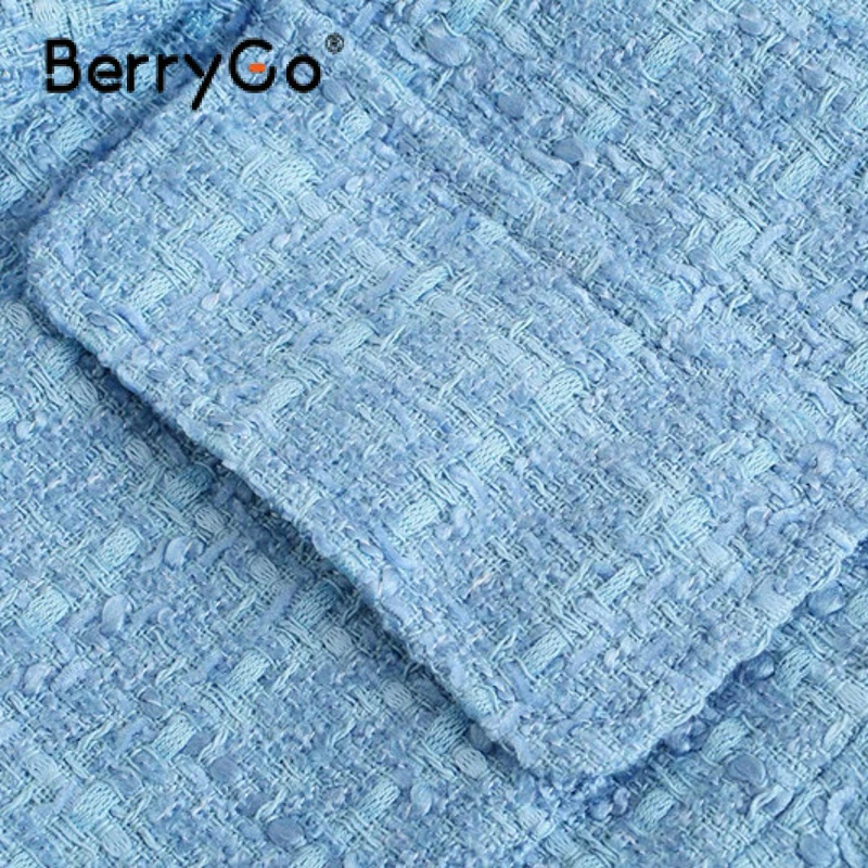 

BerryGo Elegant long sleeves short female jackets Chic plaid button lapel blazer coat women spring Fashion lady overcoat 2021